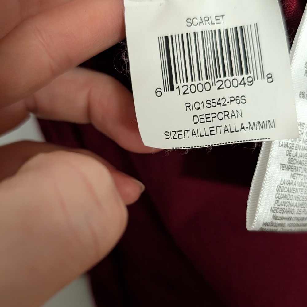 BCBGMaxAzria Wine Short Sleeve Peplum Top - Picture 8 of 8